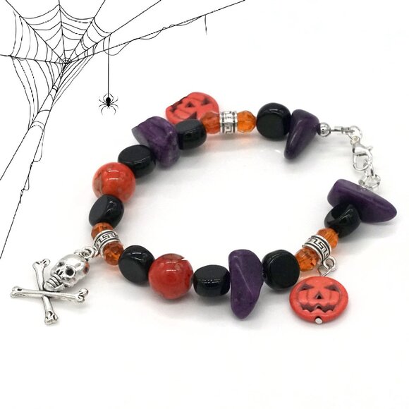 My Bead Emporium Jewelry - Halloween Bracelet with Skull & Bones.